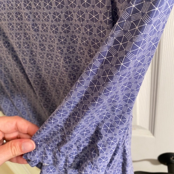 NAT NAST Luxury Originals Blue Geometric Button Up Shirt Pocket Rayon Mens Large - Picture 6 of 9